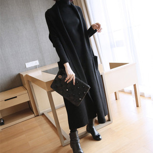 2018 mùa xuân và mùa thu và mùa đông kích thước lớn phụ nữ mới đan vest nữ cộng với dài tay áo len cardigan khăn choàng áo