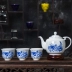 Ấm trà gốm lớn màu xanh và trắng sứ vừa nồi duy nhất kung fu trà đặt nhà với bộ lọc men dưới Jingdezhen binh tra Trà sứ
