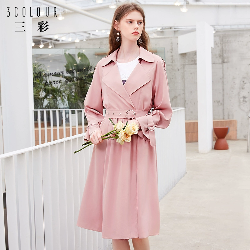 Ba màu 3colour2020 xuân mới chính hãng cửa hàng giảm giá chính hãng thẳng mỏng mỏng áo dài trench coat - Trench Coat
