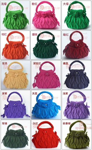 Полая проволочная шерстяная вязаная женская сумка благоприятной узел лист