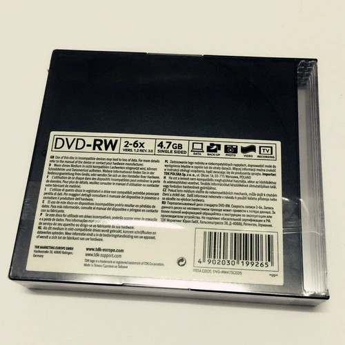 Оригинальный TDK 6X DVD-RW можно записано в ультра-тонкой коробке, пять кусочков продажи, записывает пустые диски.