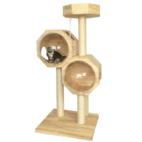 Летний космический спортивный комплекс из натурального дерева, кот