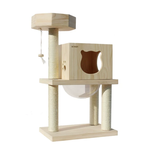 Летний космический универсальный спортивный комплекс из натурального дерева, кот