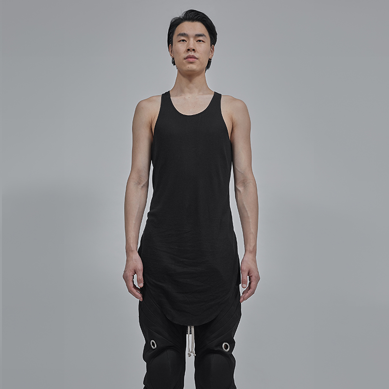thumbnail for FHDX pink elephant dark RO style black tank vest wool ultra-thin layered casual vest