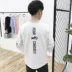 2018 mới nam và nữ nửa tay áo sơ mi đôi mùa hè áo thun ngắn tay phong cách Harajuku bf tay áo bảy điểm lỏng lẻo phiên bản Hàn Quốc của thủy triều