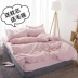 Nhật Bản nhỏ gọn rắn màu bông rửa denim chăn 1.2m đơn ký túc xá kiểu giường lanh ba mảnh - Bộ đồ giường bốn mảnh chan ga goi Bộ đồ giường bốn mảnh