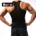 Lưới trong suốt vest T-Shirt nam băng lụa thoáng khí slashing cắt vai không tay áo mùa hè phần mỏng áo sơ mi nam Áo vest