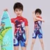 Altman quần áo bé trai một mảnh áo tắm quần bơi trẻ em phim hoạt hình kem chống nắng bãi biển đồ bơi ngắn tay phù hợp với cậu bé lớn - Áo liền quần đồ ngủ bé trai Áo liền quần