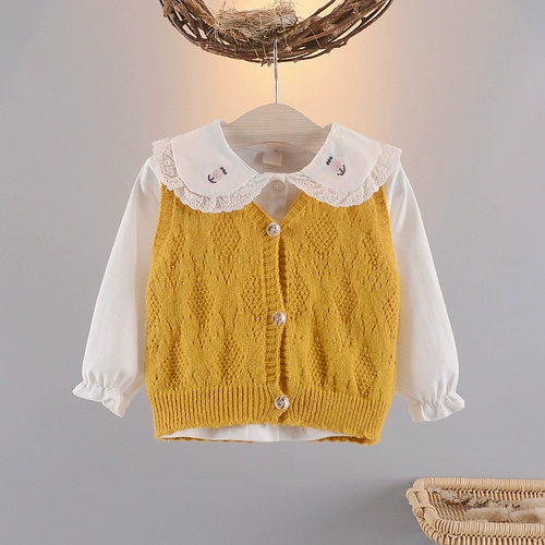 Осенний детский комплект, шерстяной жилет, хлопковая рубашка, 1-2-4 лет