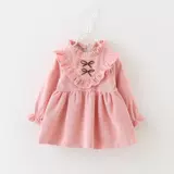 Платье, детская юбка, флисовый наряд маленькой принцессы для девочек, длинный рукав, в корейском стиле, 1-2-3-4 лет, в западном стиле