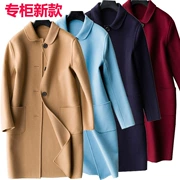 Mùa thu và mùa đông Nhật Bản và Hàn Quốc mùa thu mới được may thủ công hai mặt cổ áo búp bê Nepal hai mặt áo khoác cashmere trong áo khoác len dài của phụ nữ - Accentuated eo áo