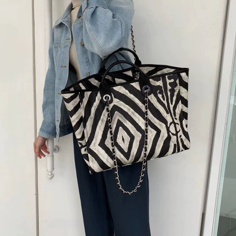 Túi mua sắm nhỏ ck thủy triều thương hiệu túi nữ cao cấp mềm da ngựa vằn mẫu túi chuỗi chất lượng cao Hồng Kông phong cách túi tote - Túi xách nữ