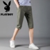 Cotton nguyên chất Dandy nam cắt cạp quần mùa hè mỏng phần mỏng Thanh niên xu hướng quần short đi biển hoang dã quần ngắn nam 3/4 Jeans