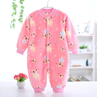 Cộng với đồ ngủ nhung 0-1-2 tuổi flannel babyiesies mùa thu và mùa đông san hô lông cừu bé romper sleepsuit trẻ em