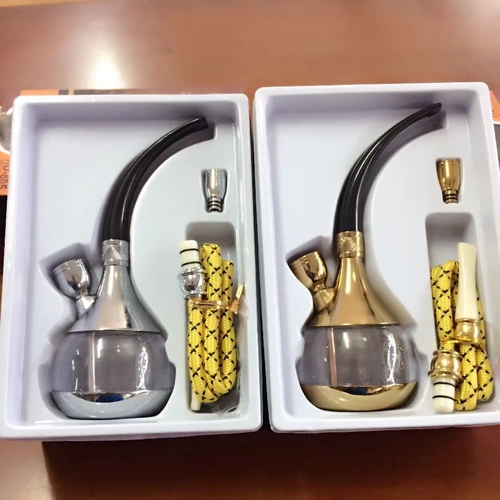 БЕСПЛАТНАЯ ДОСТАВКА HENGDA HD-805 водяной сигаретной бутылки/сигарет-сигарет с сигаретом для водного дыма с двумя использованием водяного дыма*горшок (золото и серебро)