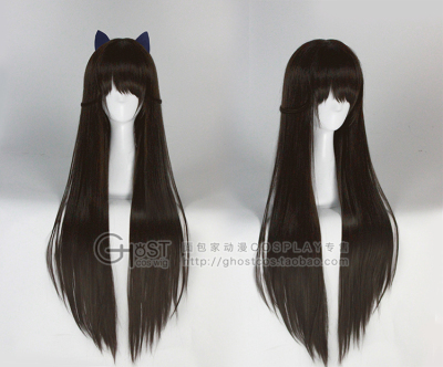 taobao agent Bakery COS daily black brown color 80cm long hair wig fake hair with braid URARA launching 绀