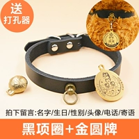 Черная кожная круга+круглая золотая медаль