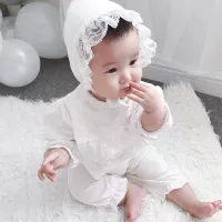 Chen Ma bé sơ sinh Xiêm quần áo nữ bé mùa xuân và mùa hè trăng tròn quần áo cotton công chúa ren ren quần áo bodysuit cotton cho bé