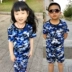 Trẻ em của ngụy trang trường tiểu học và trung học sinh viên đào tạo huấn luyện quân sự ngụy trang phù hợp với nam giới và phụ nữ quần áo trẻ em đồng phục trang phục mùa hè trại Trang phục