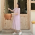 Ma Lin Văn học và Nghệ thuật Phụ nữ gốc 2021 Sản phẩm mới mùa hè 80 Tân Cương Áo dài thiết kế đơn giản bằng vải cotton - Sản phẩm HOT