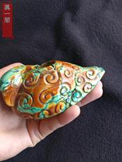 Украшения на шею 古玩玉器汉代老绿松石圆雕鸽子玉鸟笔搁镇纸摆件 沁色鲜艳美丽！