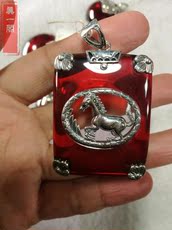 аксессуары для шеи 精品古玩 清代上等酒红宝石镶嵌生肖马马到成功老宝石牌子挂件
