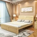 Giường gỗ nguyên khối tối giản hiện đại 1,8 m phòng ngủ chính giường đôi 1,5 đơn đăng nhập 1,2 nền kinh tế cho thuê nhà giường - Giường