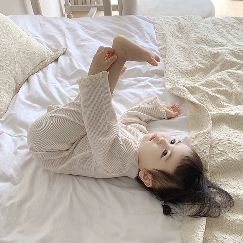 Детская демисезонная осенняя пижама для девочек, боди, в корейском стиле, длинный рукав