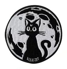 Липучка для пододеяльника 暗黑潮牌killstar keiko kitty哥特朋克摇滚黑猫月亮刺绣贴片布标