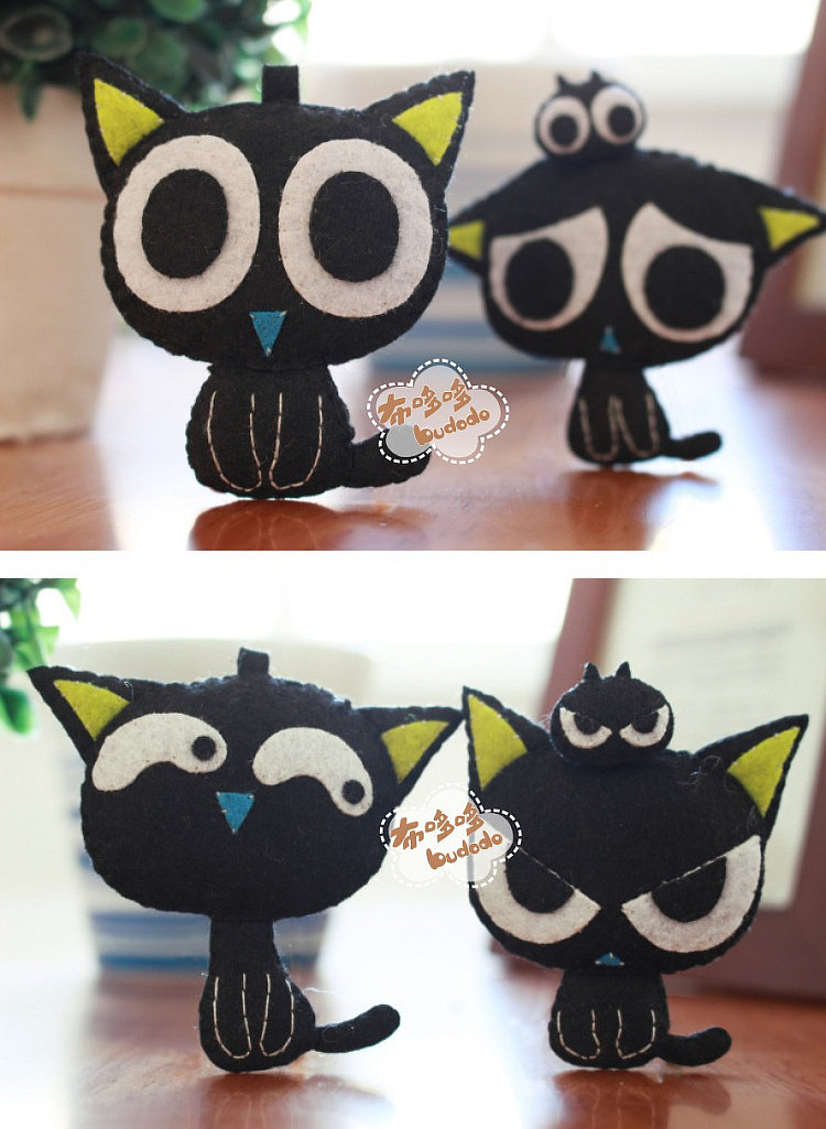 免裁剪不织布 材料包 布艺手工diy 罗小黑 布偶 手机挂件一套包邮