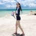 2018 sinh viên mùa xuân nóng Hàn Quốc bảo thủ kem chống nắng dài tay cao eo đồ bơi nữ chia giảm béo bụng thể thao áo tắm Bộ đồ bơi hai mảnh