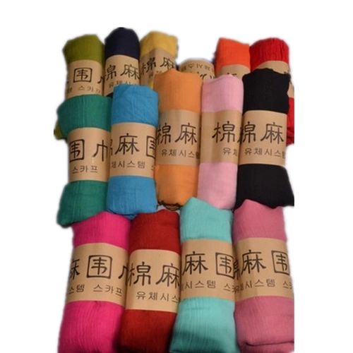 Длинный шарф, цветная осенняя накидка, из хлопка и льна, в корейском стиле