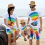 Hải Nam Sanya Holiday 2018 Bên bờ biển Gói gia đình Ba mùa hè Áo cotton ngắn tay Váy gia đình bộ pijama cho gia đình 3 người
