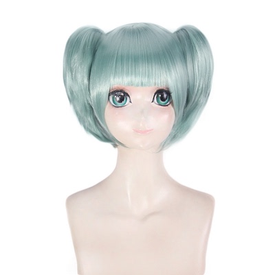 taobao agent The master assassination classroom Mao Ye Maple, light green short tiger mouth holder double ponytail cos wig fake hair