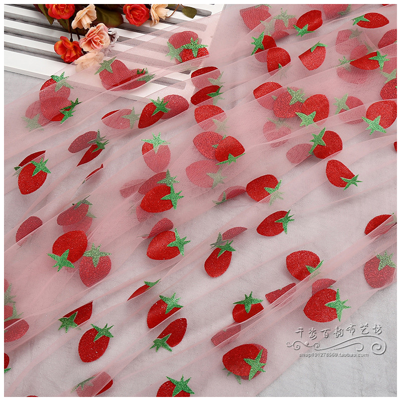 Tomatostrawberry Netting cloth Children's wear Women's wear Dress yarn strawberry Headwear Hair accessories background decorate manual diy Fabric