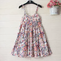Пляжное платье, хлопковая майка, приталенное платье-комбинация, летняя юбка, цветочный принт, высокая талия, А-силуэт, оверсайз