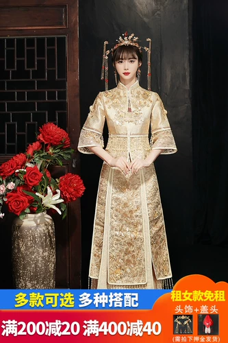 TikTok, традиционный свадебный наряд Сюхэ, вечернее платье, свадебное платье, цвета шампанского