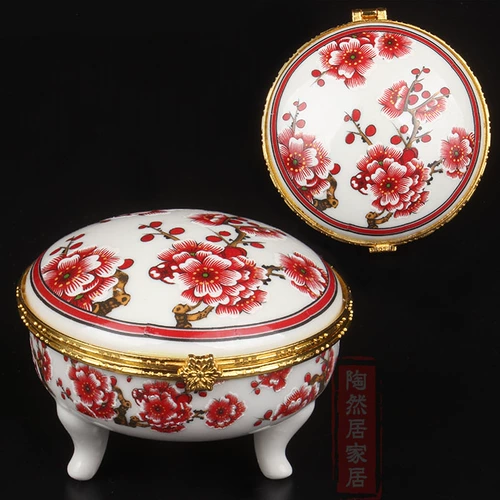 Фарфоровая коробочка для хранения, коробка для хранения, румяна, банка для хранения, зеркало, китайский стиль