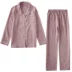 Áo choàng cotton Nhật Bản đồ ngủ cotton nam và nữ mùa xuân và mùa thu cotton đôi gạc đôi tay áo dài dịch vụ nhà bộ - Bộ Pajama