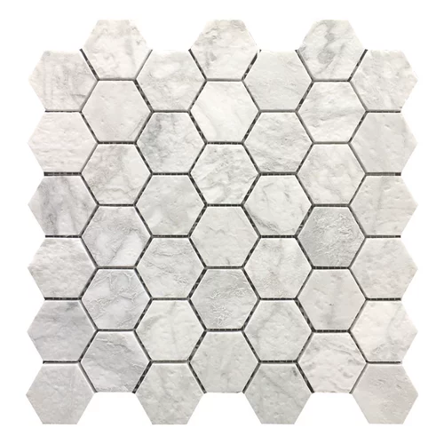 Белая шестиугольная мраморная антикварная мозаика на стену