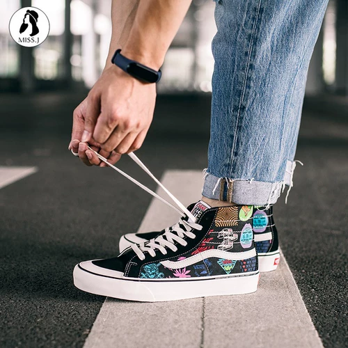 Сломанный код прозрачные фургоны SK8-Hi High Gang Retro Logo Patterm Patter