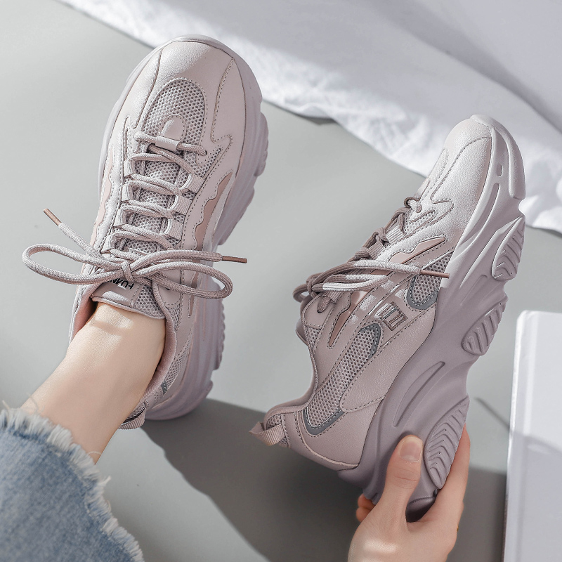 Taro Purpleworld white Daddy shoes female tide ins summer Thin 2021 Mesh surface ventilation Net shoes leisure time motion shoes