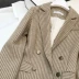 Chic check retro nhỏ tây slim body áo khoác dài phần 2018 mùa thu Hàn Quốc giản dị Business Suit
