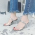Mùa hè 2018 phiên bản mới của Hàn Quốc trong suốt với đôi sandal dày nữ với đôi giày cao gót nhỏ hoang dã gợi cảm