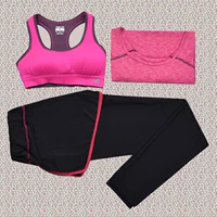 Летняя одежда для йоги, спортивный комплект для спортзала, жакет, противоударные шорты, бюстгалтер, 3 предмета, для бега, короткий рукав
