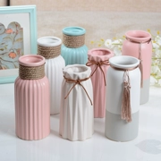 Bình gốm đơn giản phòng khách hiện đại trang trí nhà bằng dây gai trắng nhỏ nghệ thuật nước tươi văn hóa hoa gốm - Vase / Bồn hoa & Kệ