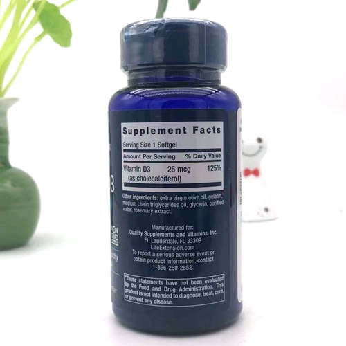 Прямая почтовая почта Американская оригинальная расширение срока службы Активный витамин D3 Капсулы 1000IU 90