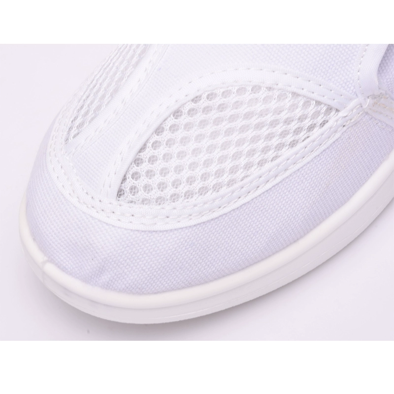 Dày PU đáy mềm hai lỗ lưới thoáng khí giày chống tĩnh điện giày vải trắng giày sạch giày sạch bụi thấm 