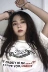 Mùa hè Hàn Quốc hipsters với Harajuku BF cá tính hoang dã tối còng tay in thư lỏng ngắn tay T-Shirt nam giới và phụ nữ áo phông nữ rộng Áo phông