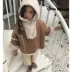 Tự làm Hàn Quốc oversize tăng mở rộng áo khoác áo thun giả da cừu lông cừu quần áo trẻ em mùa đông - Áo khoác áo khoác trẻ em 10 tuổi Áo khoác